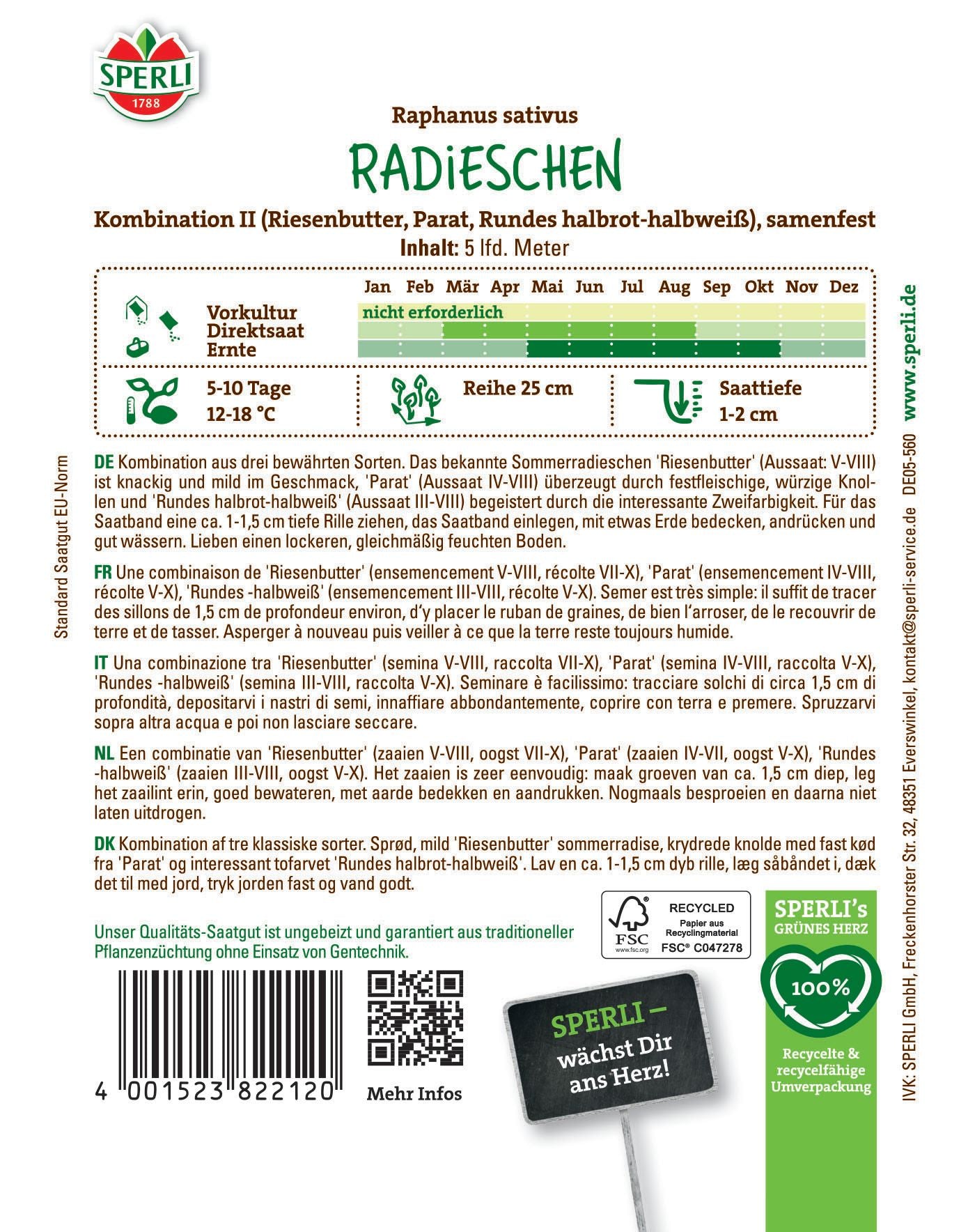 Radiessamen Kombination II, Saatband