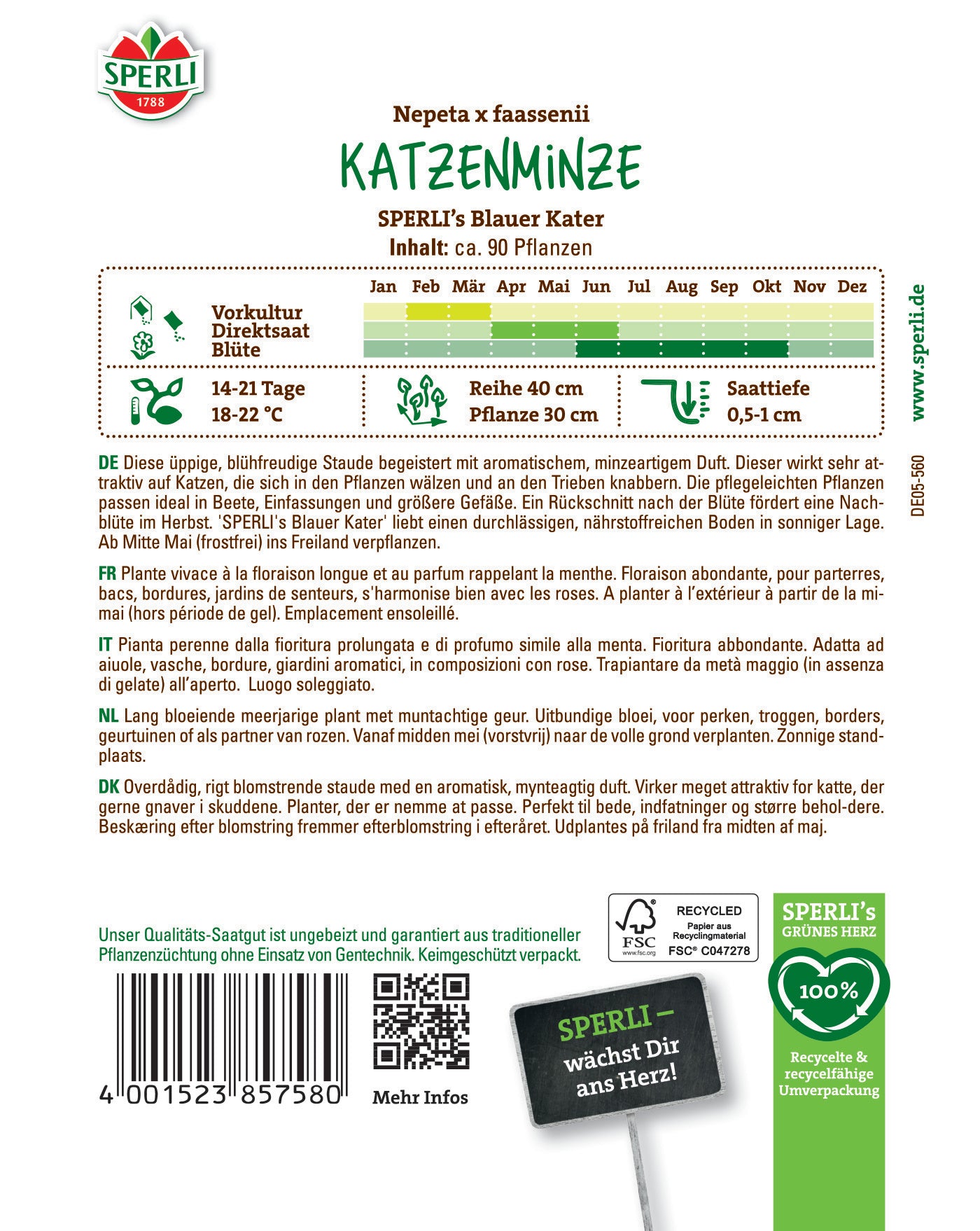 Katzenminzesamen Blauer Kater