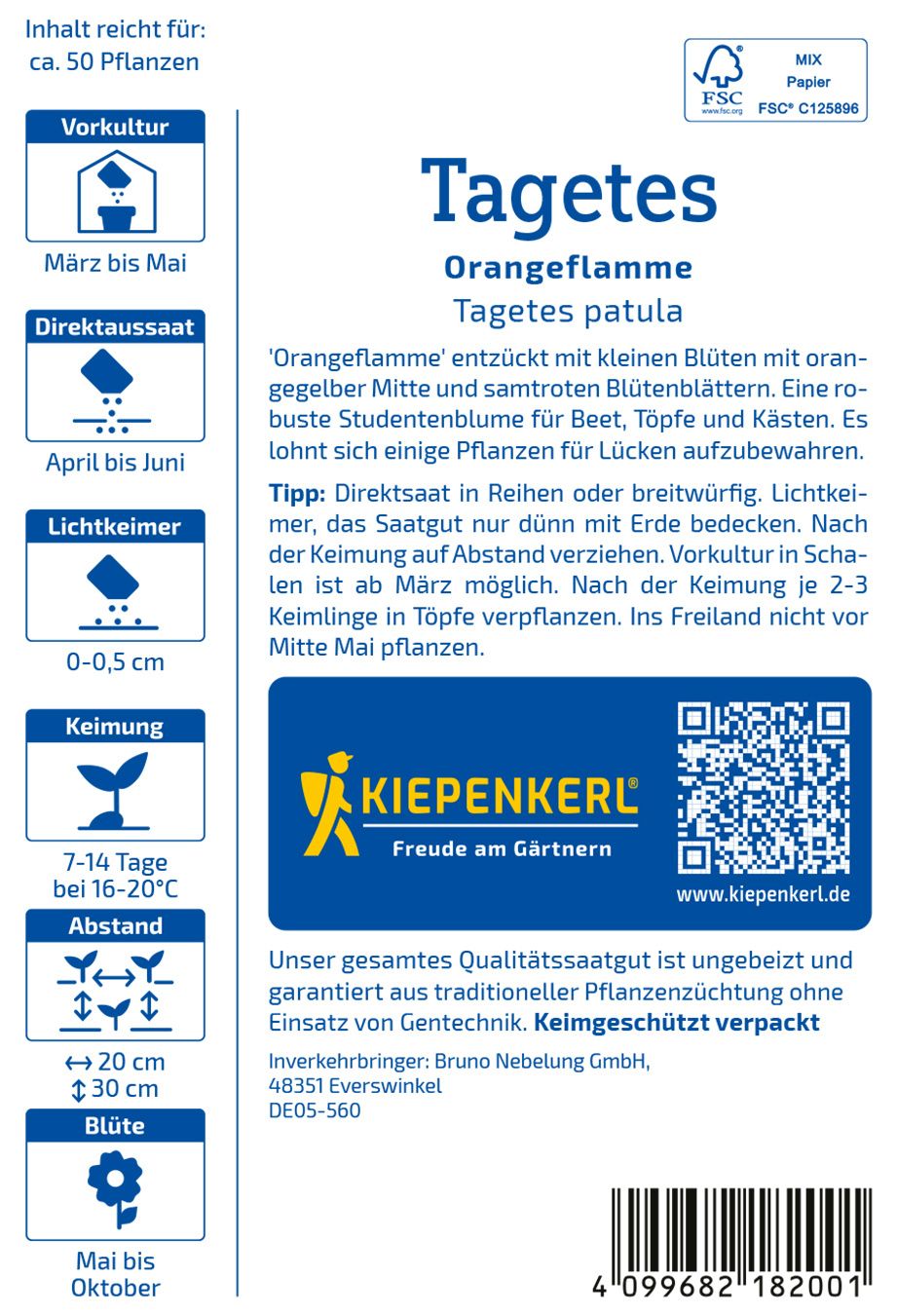 Tagetessamen Orangeflamme