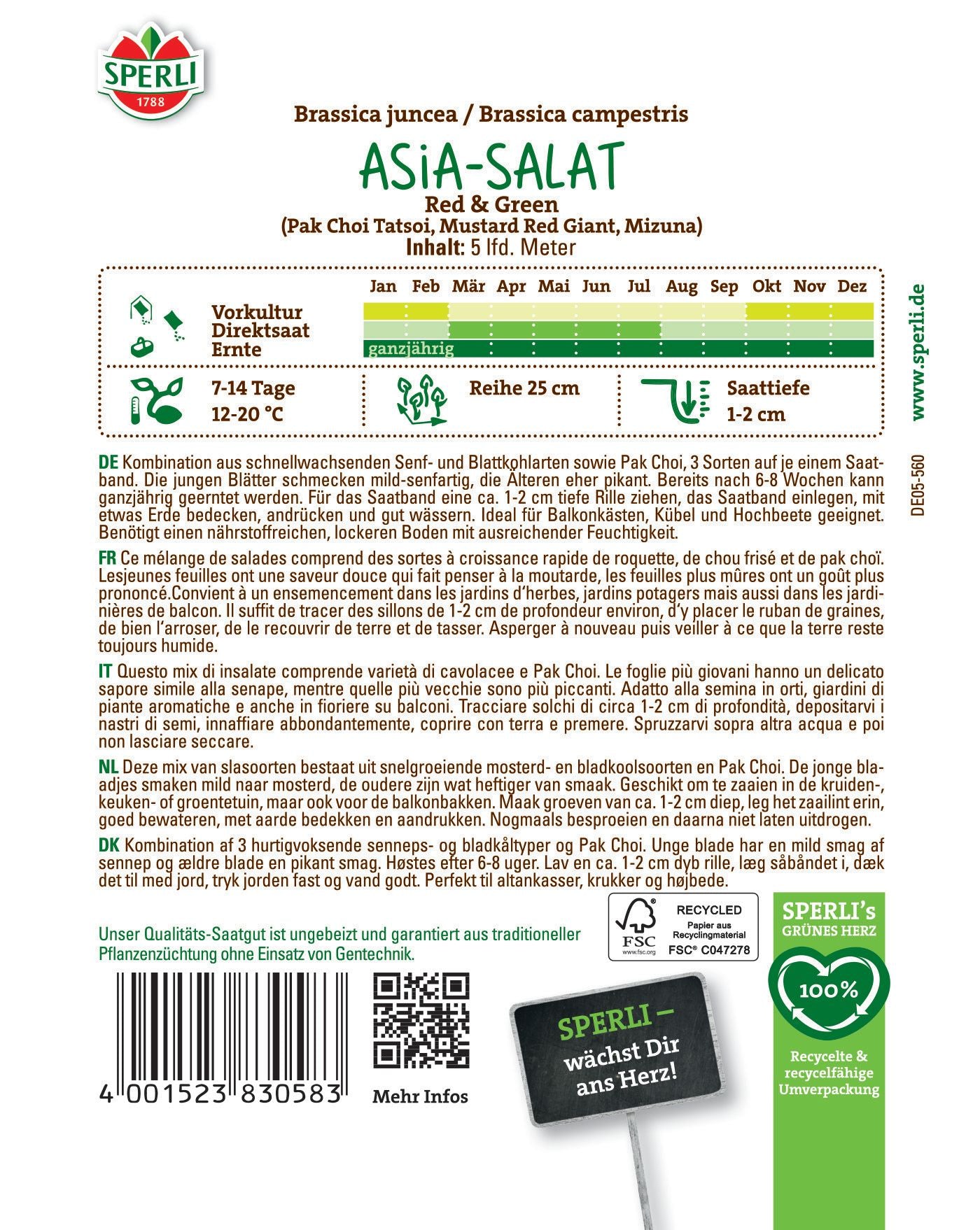Asia-Salat Red &amp; Green, Saatband