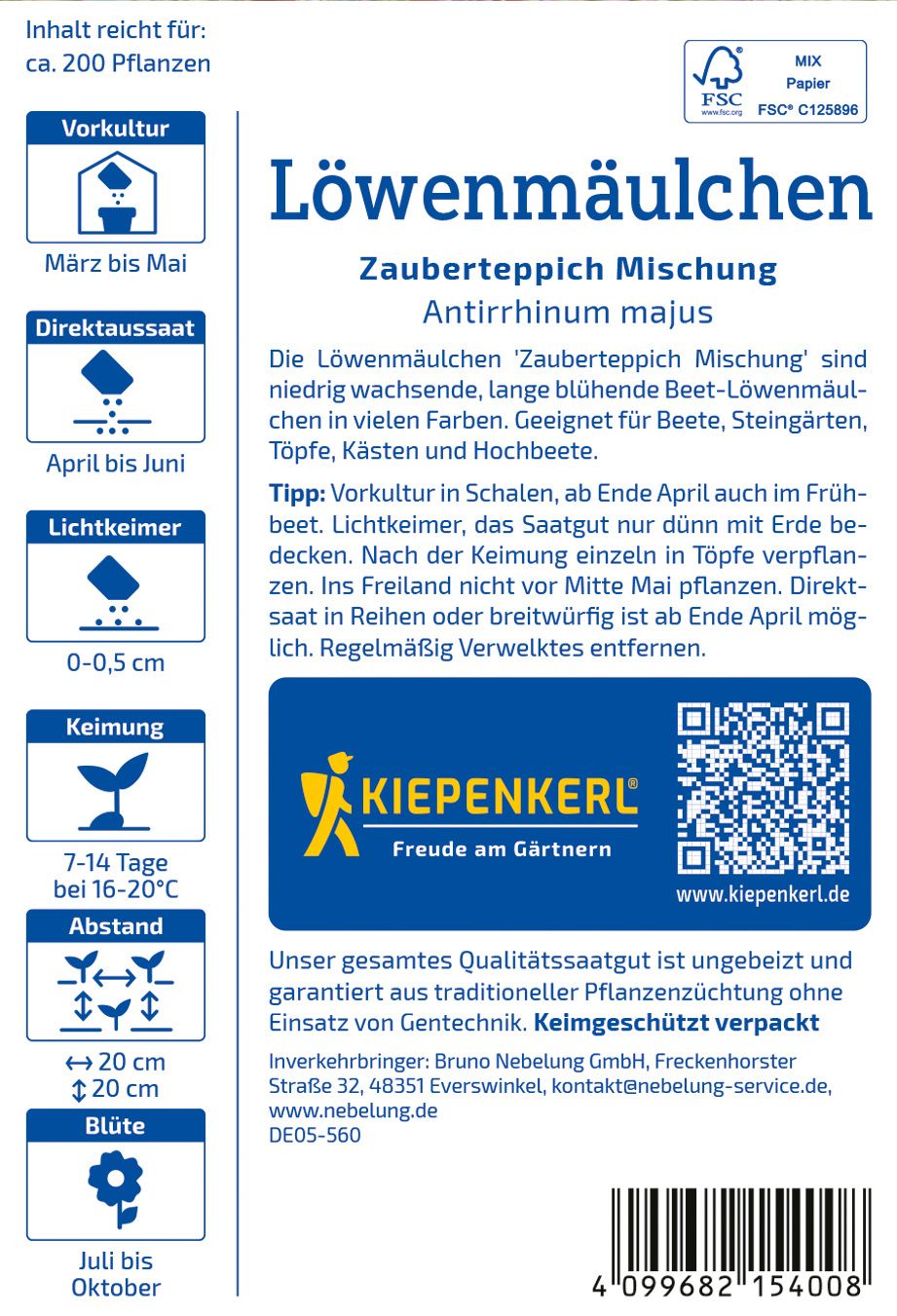 Löwenmäulchensamen Zauberteppich Mischung